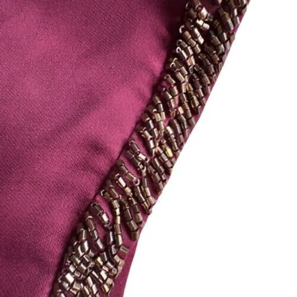 $328 REBECCA MINKOFF Zoey 100% Silk Beaded Top Merlot Cocktail Blouse SIZE 0 EUC - Picture 3 of 16
